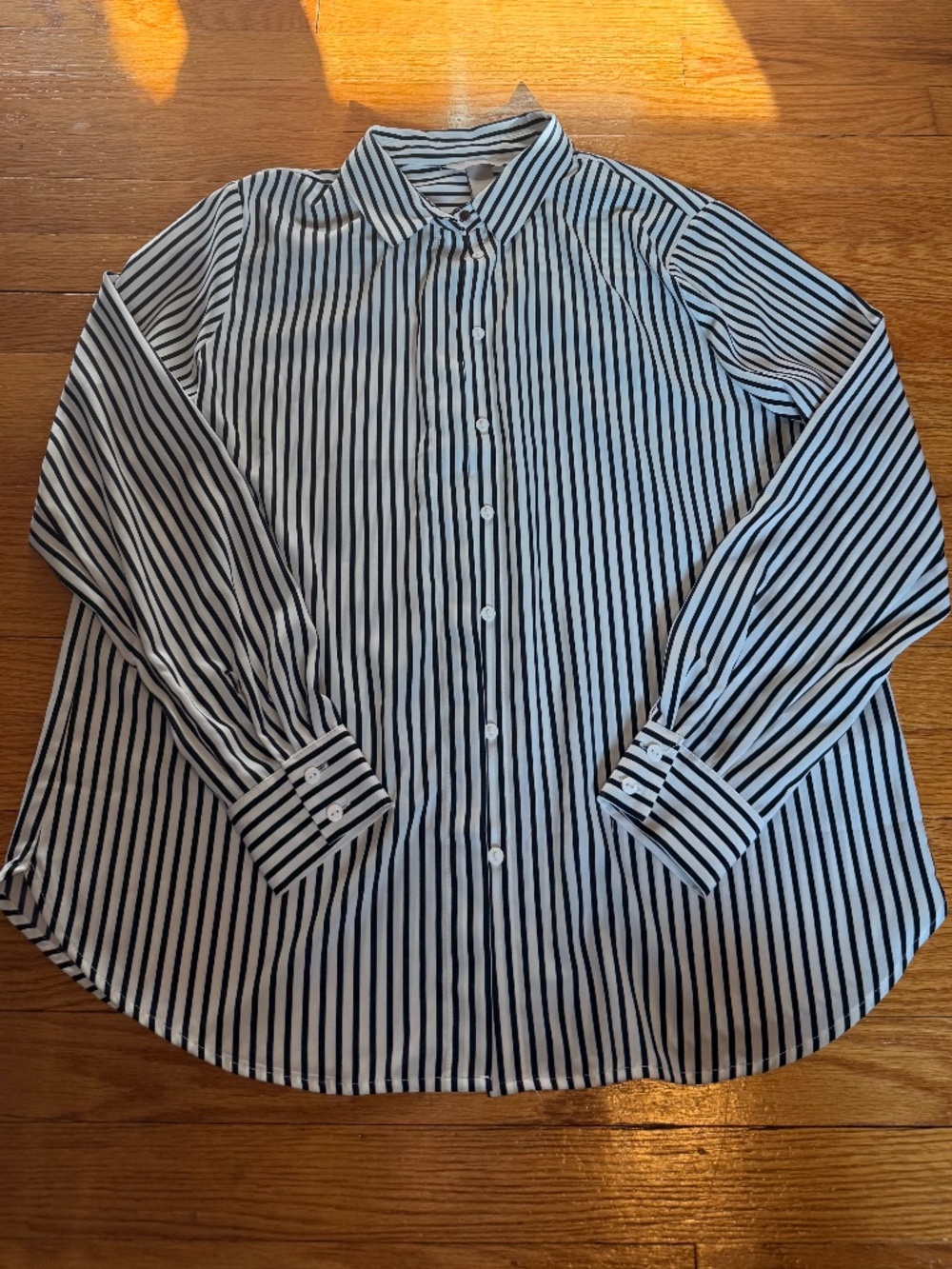 H&M Navy Striped Button Down Shirt